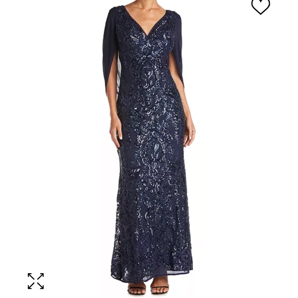 R &M Richards Navy Sequin Dress